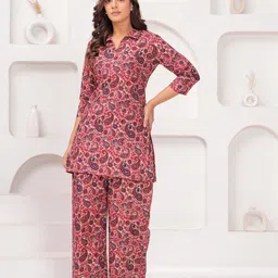 BAESD Paisley Printed Shirt Collar Pure Cotton Tunic With Trouser image 5