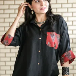 Youthnic Women Solid Relaxed Fit Pocket Boxy Shirt Style Top-image-61