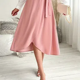 Outzidr High Waist Wrap Midi Skirt image 1