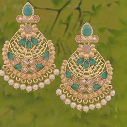 piah Gold-Plated Brass Artificial Beads Earrings image 4
