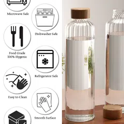 Aura Transparent & Brown 2 Piece Glass Printed Single Wall Vacuum Water Bottle image 3