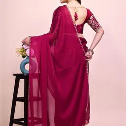 K 5 Fashion Embroidered Pure Chiffon Saree image 4