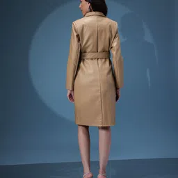 bebe PU Longline Coat With Detachable Faux Fur Collar & Belt image 3