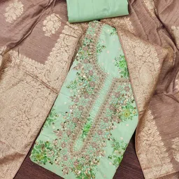 KALINI Floral Embroidered Beads & Stones Chanderi Cotton Unstitched Dress Material-picture-30