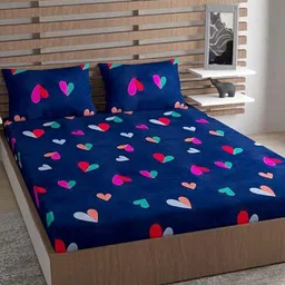 METRO LIVING Blue Geometric Printed Microfiber 130 TC Queen Bedsheet Set 2.35 m x 2.10 m-image-36