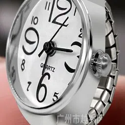 SAPRAA TRENDS Women Silver-Plated Stainless Steel Adjustable quartz Watch Ring image 2