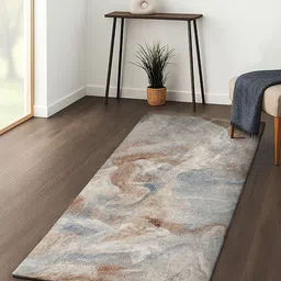 OBSESSIONS Rust & Blue Abstract Printed Textured Anti-Skid Floor Runner-picture-21