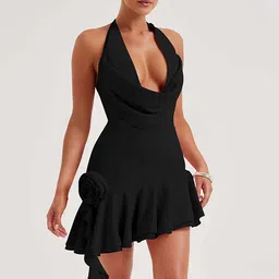 LULU & SKY Women Halter Neck Fit & Flare Dress-picture-24