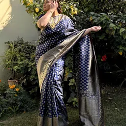 SILKWEAR Woven Design Zari Pure Silk Banarasi Saree image 3