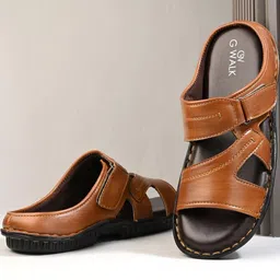 GWALK Men Tan Solid Open Toe Comfort Sandals-picture-31