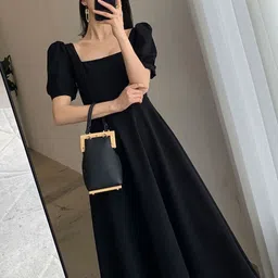 StyleCast Puff Sleeve A-Line Midi Dress image 5