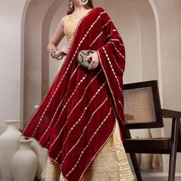 Clora Creation Embroidered Velvet Dupatta with Gotta Patti image 2