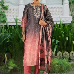 Indo Era Women Leheriya Printed Regular Sequinned Kurta with Trousers & With Dupatta-picture-10