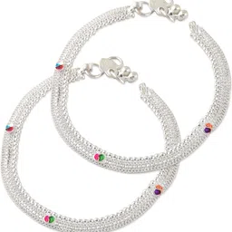 Heer Collection Set Of 2 Silver-Plated Ghungroo Beaded Anklet image 3