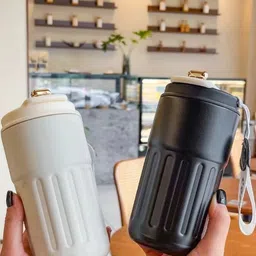 FAVRIA Black & White Single Stainless Steel Solid Double Wall Vacuum Water Bottle image 4