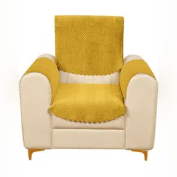 Fashion Throw Yellow Velvet 4 Piece Sofa Cover With Arms-image-36