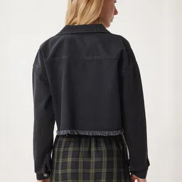 Happiness istanbul Pure Cotton Crop Denim Jacket image 5