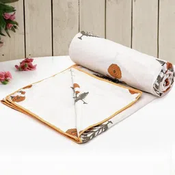 Anadhika Orange Floral AC Room Double Bed Dohar-picture-13