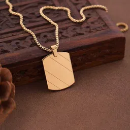 SZN Men Gold-Plated Geometric Pendant with Chain image 1