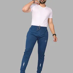 Moda Rapido Men Blue Plain Lycra for Casual & Gym Wear Cotton Drawstring Trackpant-picture-21