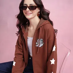 DressBerry Conversational Print Hooded Sweatshirt-image-11