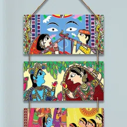 ArtVibes Blue & Green Printed Traditional Indian Art Wooden Wall Hanging-picture-15