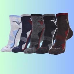 MJE Men Pack Of 5 Patterned Ankle Length Socks-image-29