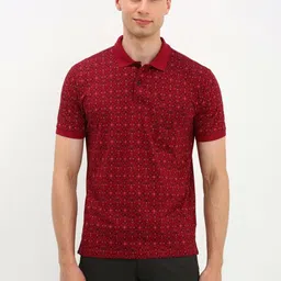 Allen Solly Men Self Design Polo Collar Cotton T-Shirt-picture-32