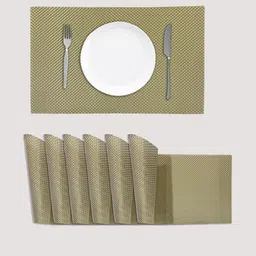 Black Gold Pack Of 6 Gold Toned Non Slip PVC Table Placemats-picture-19