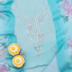 GLOWROAD Floral Embroidered Sequinned Organza Unstitched Dress Material-picture-28