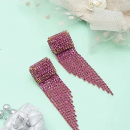 KPOP Gold-Plated Contemporary Rhinestone Studded Drop Earrings-image-16