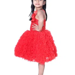 Wish little Girls Red Net A-Line Dress image 4