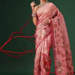 Silk Land Floral Printed Zari Textured Crush Tissue Saree-picture-36