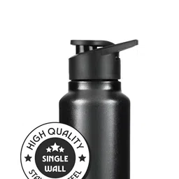 BOROSIL Black Typography Printed Stainless Steel Tip Open Water Bottle 840ml image 4