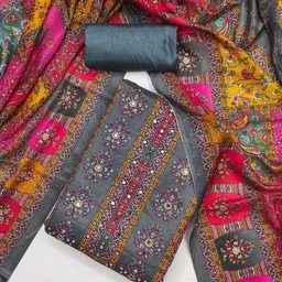 BlissFlair Floral Printed Beads And Stones Unstitched Dress Material-picture-37