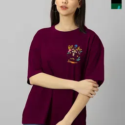 Kushi Flyer Women Typography 2 Printed V-Neck Applique T-shirt-image-79