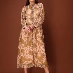 PURVAJA Floral Printed Puff Sleeve Georgette Shirt Maxi Dress-picture-35