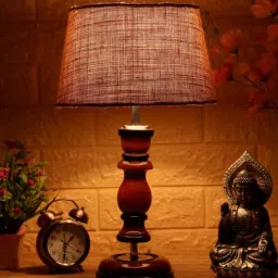 Venice Brown Natural Fiber Shade Night Lamp With Wood Base By BrightDaisy-picture-32