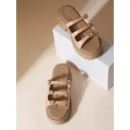VALIOSAA Beige Color Casual Sandal Heels image 1