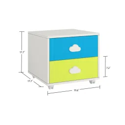 adona Renata Kids Study Desk cum Drawer Unit on Wheels in Lime Yellow Azure Blue Colour image 6