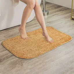 HOMEMONDE Beige Textured 2000 GSM Anti-Slip Rectangular Bath Rug image 4