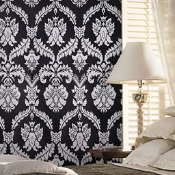 Jaamso Royals Black & Grey Damsak Design Vintage Self Adhesive Wallpaper-picture-17