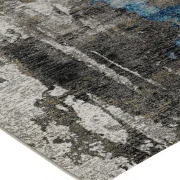 DDecor Grey Melange and Blue Abstract Printed Anti-Skid Carpet image 4