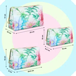 NFI Essentials Women Multi-Color Floral Makeup Cosmetic Pouches (Pack of 3) image 4