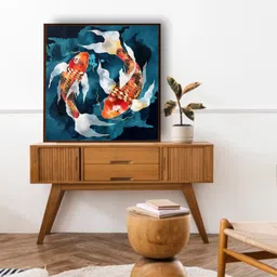 The Art House Blue & Red Abstract Framed Wall Painting-image-81