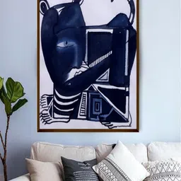 The Art House Navy Blue & White Abstract Wall Painting-image-67