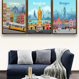 The Art House Canvas 3 Piece Wall Rectangle Paintings Wall Art - 60 x 30In-picture-12