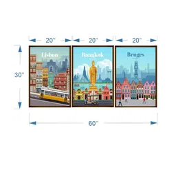 The Art House Canvas 3 Piece Wall Rectangle Paintings Wall Art - 60 x 30In image 5