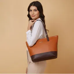 Caprese Brown Brickly Tote Shoulder Bag For Women (M)-image-26