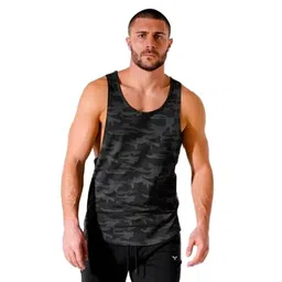 hot button Men's Camouflage Army Sports Gym Vest Modern Fit Innerwear Stringer Pack of 1 image 1